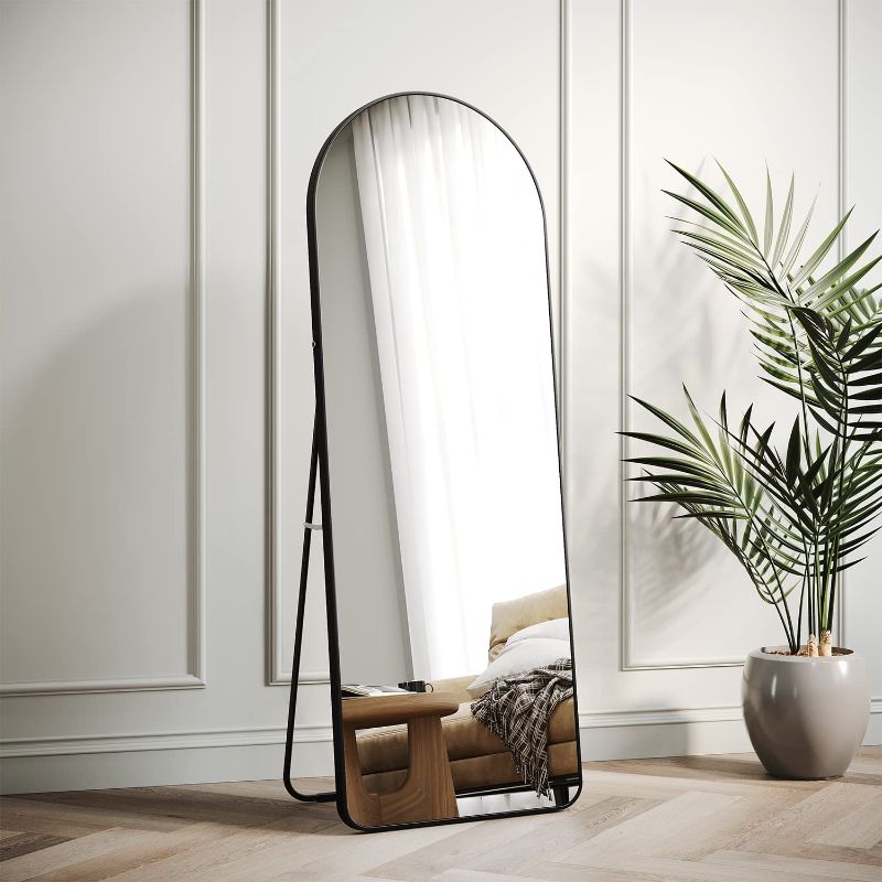 Photo 1 of BOJOY Full Length Mirror 62"x20", Arched Mirror, Floor Mirror with Stand, Wall Mirror Standing Hanging or Leaning Against Wall for Bedroom, Modern Full Length Mirror - Black
