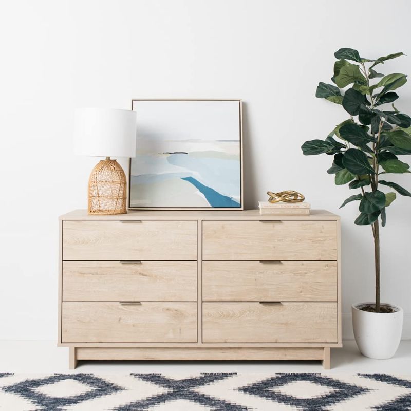 Photo 1 of Signature Design by Ashley Oliah Modern Six Drawer Dresser, Natural Brown
