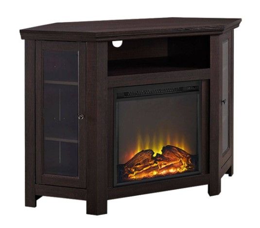 Photo 1 of 48" Corner Fireplace TV Stand in Espresso - Walker Edison W48FPCRES
