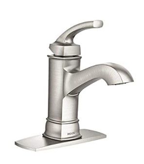 Photo 1 of Moen WS84414MSRN Hensley Single Handle 1 Hole Bathroom Faucet, Spot Resist Brushed Nickel
