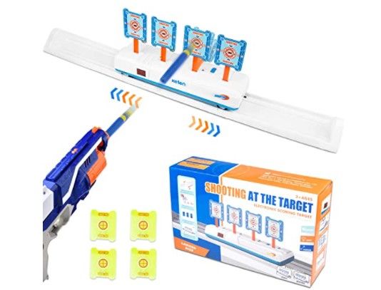 Photo 1 of Keten Electric Running Shooting Target for Nerf Guns, 4 Digital Targets Electronic Scoring Auto Reset Toy with Light Sound Effect for Shooting Practice, Ideal Gift Toy for Kids Boys & Girls,White,1818
