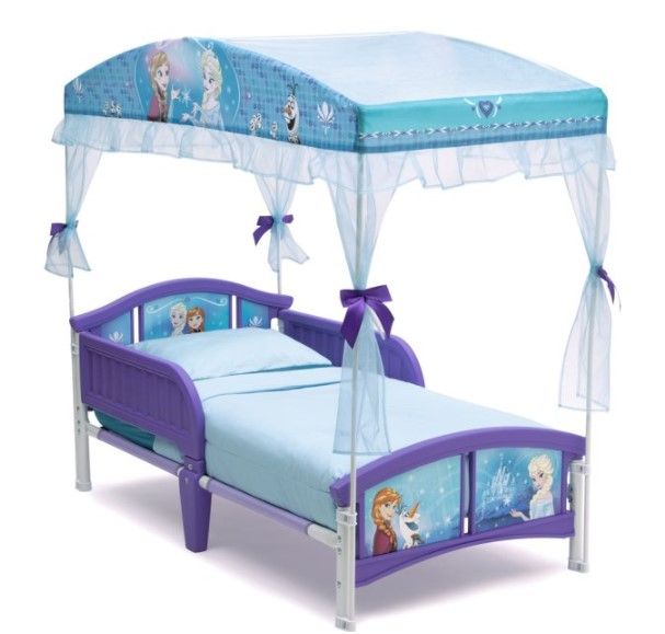 Photo 1 of Delta Children Disney Frozen Plastic Toddler Canopy Bed, Purple
