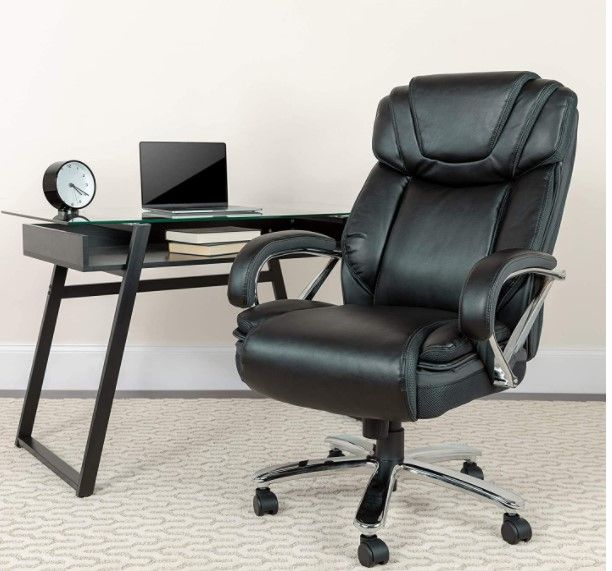 Photo 1 of Flash Furniture HERCULES Series Big & Tall 500 lb. Rated Black LeatherSoft Executive Swivel Ergonomic Office Chair with Extra Wide Seat
