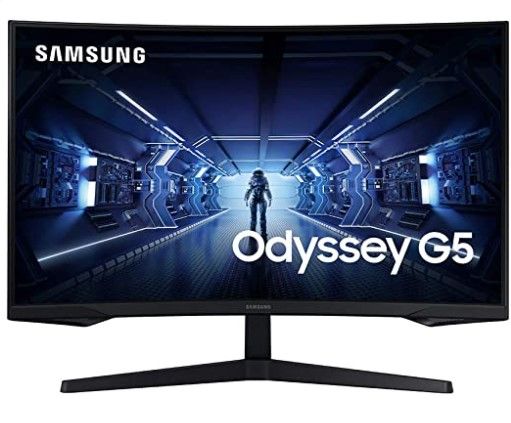 Photo 1 of SAMSUNG 32” Odyssey G5 Gaming Monitor, WQHD (2560x1440), 144Hz, Curved, 1ms, HDMI, Display Port, AMD FreeSync Premium, HDR10, LC32G55TQWNXZA, Black
