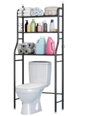 Photo 1 of UDEAR 3 Shelf Bathroom Space Saver,Over The Toilet Rack,Bathroom Corner Stand Storage Organizer Accessories,The Washing Machine,Bathroom Tower Shelf,Black
