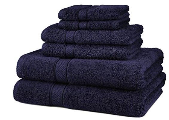 Photo 1 of Amazon Brand – Pinzon 6 Piece Blended Egyptian Cotton Bath Towel Set - Navy
