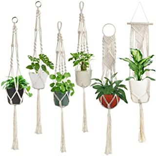 Photo 1 of Macrame Plant Hangers, Laerjin Set of 6 Handmade Hanging Plant Holder Basket Stand Decorative Flower Pot Holder