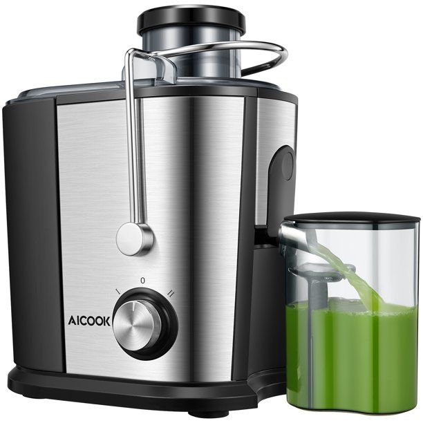 Photo 1 of AICOOK Juicer Easy to Clean, 3 " Juice Extractor BPA Free Compact Fruits & Vegetables Juicer, Dual Speed Centrifugal Juicer with Non-drip Function, Stainless Steel Juicers