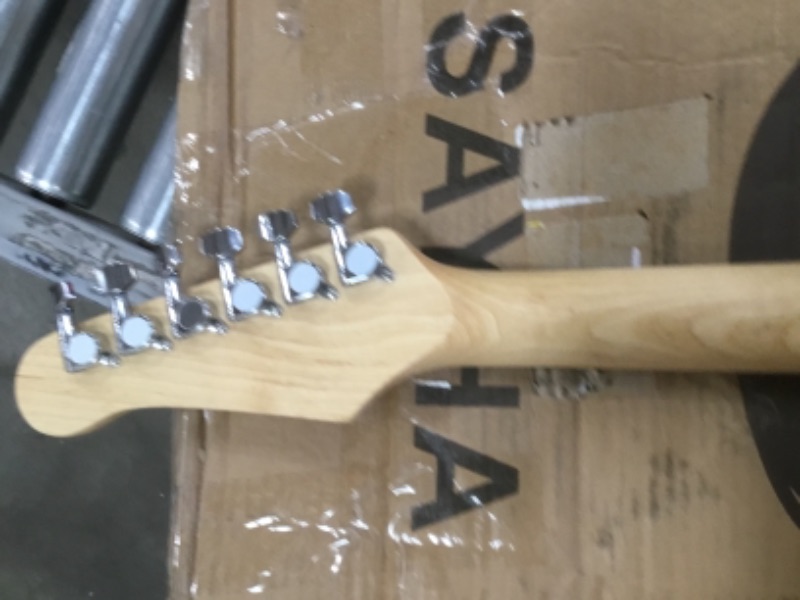 Photo 3 of INCOMPLETE (AMP DOES NOT FUNCTION) SAYHA Electric Guitar, 39 Inch Solid Full-size Electric Guitar HSS Pickups Starter Kit Includes Amplifier, Bag, Digital Tuner, Strap, String, Cable, Picks (Black)
**MISSING EXTRA STRINGS, MISSING PICKS, MISSING 2 WHAMMY 