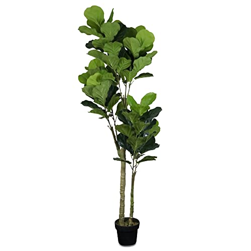 Photo 1 of 6 Ft Fiddle Leaf Fig Artificial Tree for Indoor & Outdoor Use | No Maintenance Required for Fiddle Leaf Tree Plant for House or Office. Makes a Perfec
