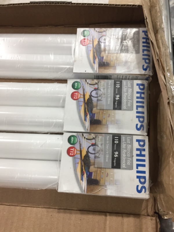 Photo 4 of set of 3 Philips 8 Ft. 110-Watt T12 Cool White 4100K High Output Linear Fluorescent Tube Light Bulb (2-Pack)
