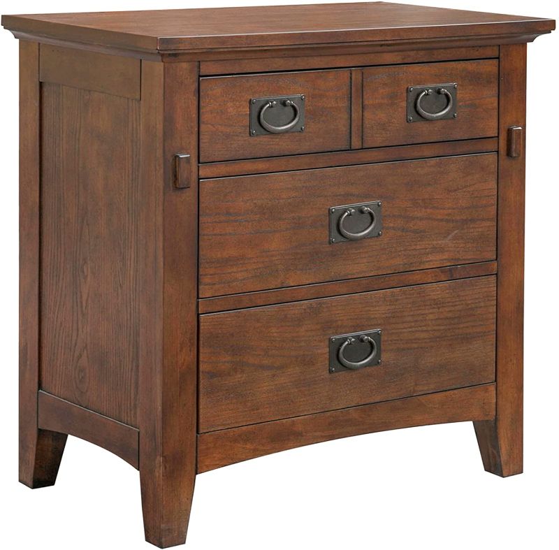 Photo 1 of (MINOR DAMAGE)Sunset Trading Mission Bay 3 Drawer Nightstand | Amish Brown Solid Wood No Assembly Required
