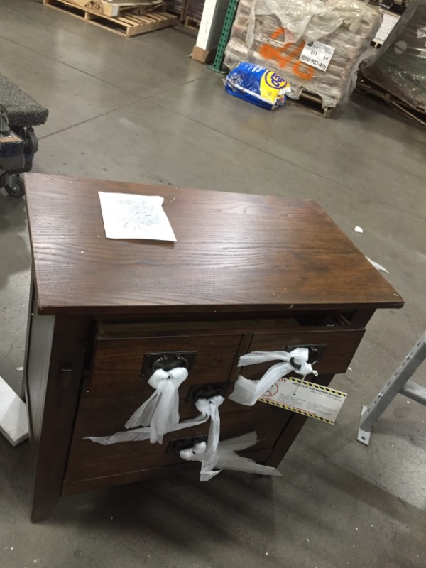 Photo 3 of (MINOR DAMAGE)Sunset Trading Mission Bay 3 Drawer Nightstand | Amish Brown Solid Wood No Assembly Required
