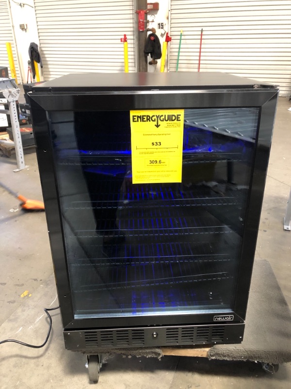 Photo 2 of NewAir 24" Beverage Refrigerator Cooler - 177 Can Capacity - Black Stainless Steal With Built In Cooler and Glass Door | Cool your Soda, Beer, and Beverages to 37F NBC177BS00 22.5 x 23.5 x 33.75 inches

