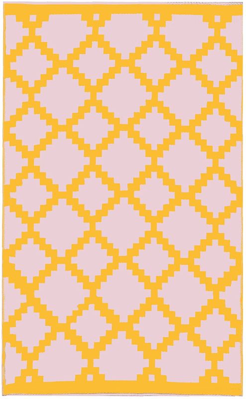 Photo 1 of Indoor/Outdoor Rug - Reversible Modern Design, Easy to Clean, Durable, Polyproplene, Water-Resistant - Patio, Backyard, Deck, Living Space - Trava Home,Arnasa - Sunset Blush Geometric - 6'x9' Area Rug
