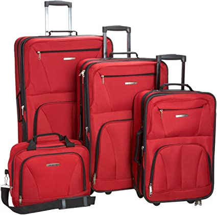 Photo 1 of Rockland Journey Softside Upright Luggage Set, Red, 4-Piece (14/19/24/28)
