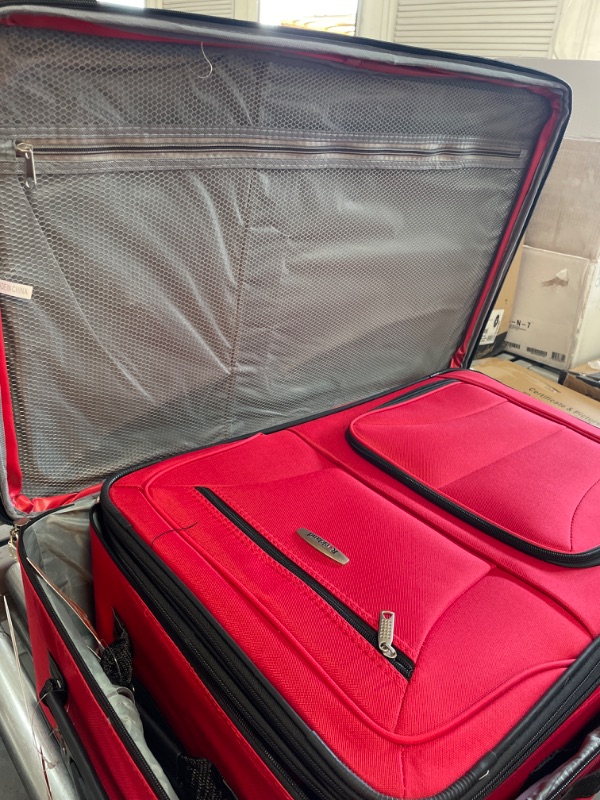 Photo 3 of Rockland Journey Softside Upright Luggage Set, Red, 4-Piece (14/19/24/28)
