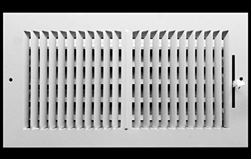 Photo 1 of 12"w X 6"h 2-Way-Vertical AIR Supply Grille - Vent Cover & Diffuser - Flat Stamped Face - White [Outer Dimensions: 13.75"w X 7.75"h]
