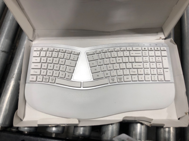 Photo 2 of DELUX GM902 Wireless Ergonomic Split Keyboard Rechargeable for Natural Typing and Reduce Hands Pain with 2.4G Wireless and BT(BT1+BT2), Scissor Switch and Palm Rest for Windows and Mac(White)
