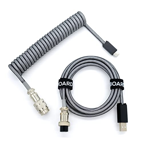Photo 1 of BOARD | USB C Mechanical Keyboard Coiled Cable - Metal USB Connector with Premium Double Sleeved Braided Keyboard Detachable Aviator Cable (USB Type-a
