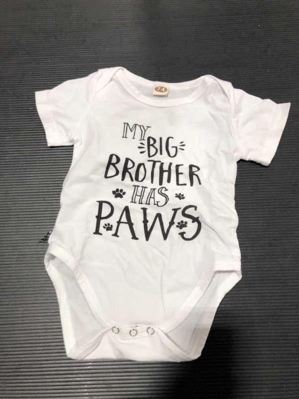 Photo 1 of Newborn Baby Boy Girl Romper My Big Brother/Sister Has Paws Matching Outfit White Overalls Clothes/ Size 0 - 3