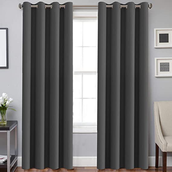 Photo 1 of  Blackout Thermal Insulated Grommet Panel Window Curtains,52 x 96 Inch,Charcoal Gray)
