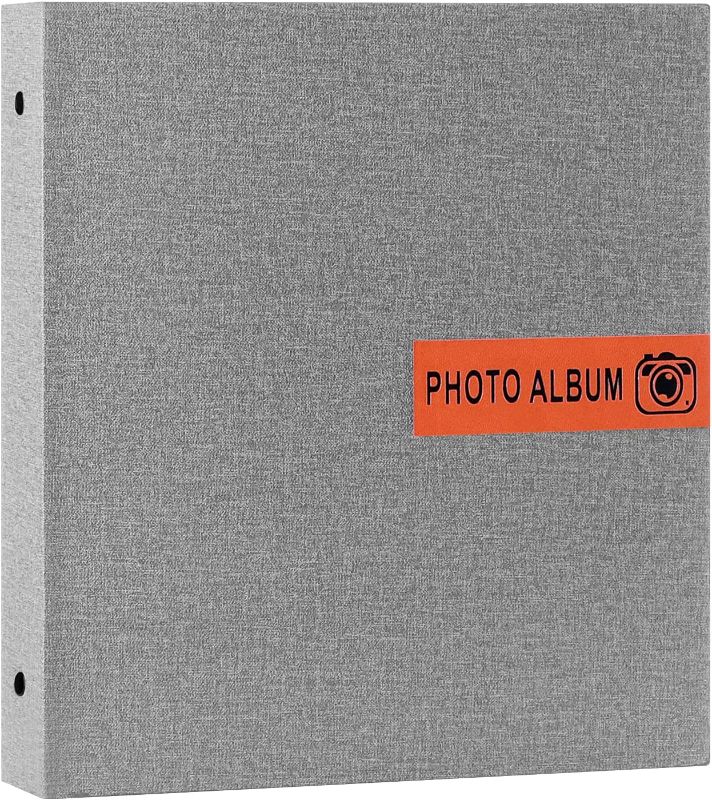 Photo 1 of  Ywlake Photo Album 8x10 Pockets, 2 Packs Linen Hard Cover Slip Slide in Photo Albums with Plastic Sleeves Sheets holds 50 Top Loading Load Vertical 8x10 Pictures (Grey) 