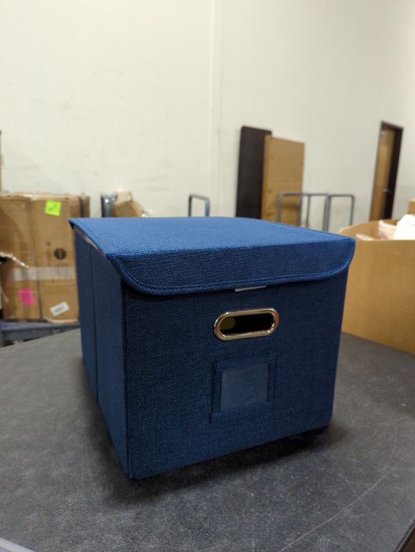 Photo 1 of 4pk navy blue foldable file boxes