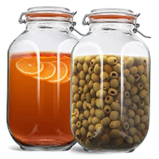 Photo 1 of 1 Gallon Glass Storage Jars with Airtight Lids, Large Glass Pickle Jars for Fermenting, Clear Glass Canister for Flour, Cookie, Candy, Kombucha, Sun tea (B094NFB5PM)
