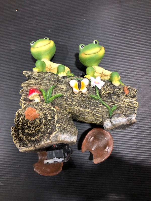 Photo 1 of Depot Garden Statue Cute Frog Face Turtles Figurines, Solar Animal Sculpture with 3 Led Lights for Patio,Lawn