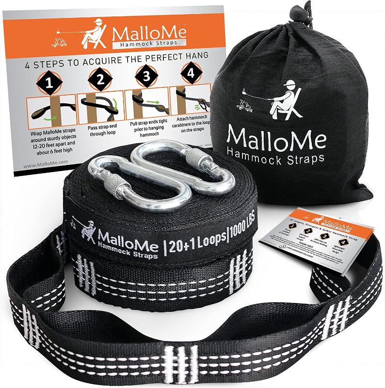 Photo 1 of 
MalloMe XL Hammock Straps - Hammock Tree Straps Set 2000+ LBS Heavy Duty 40 Loops & 100% No Stretch Suspension System Kit - Camping Hammock Accessories...