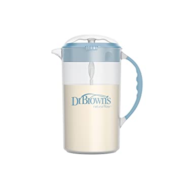 Photo 1 of Dr. Brown's Baby Formula Mixing Pitcher with Adjustable Stopper, Locking Lid, & No Drip Spout, 32oz, BPA Free, Blue