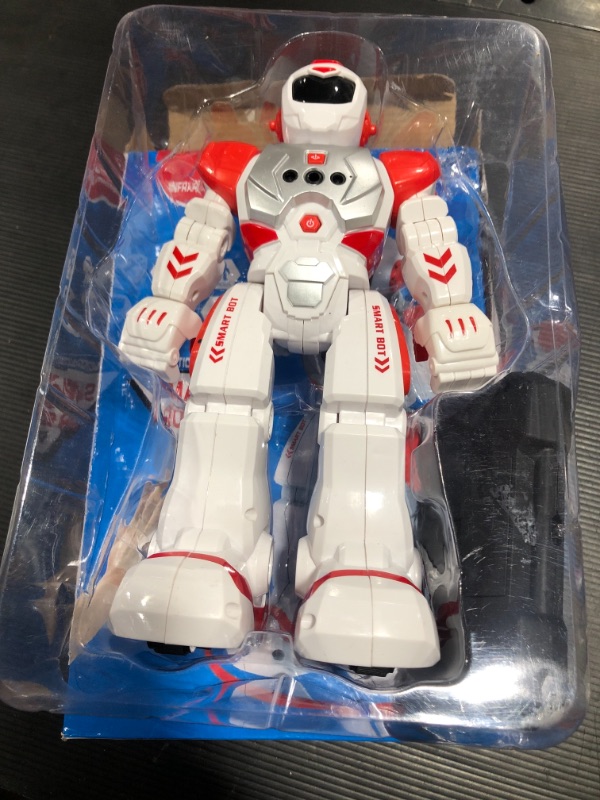 Photo 1 of Sikaye Remote Control Robot for Kids Intelligent Programmable Robot with Infrared Controller Toys,Dancing,Singing, Moonwalking and LED Eyes,Gesture Sensing Robot Kit for Childrens Entertainment (Red)