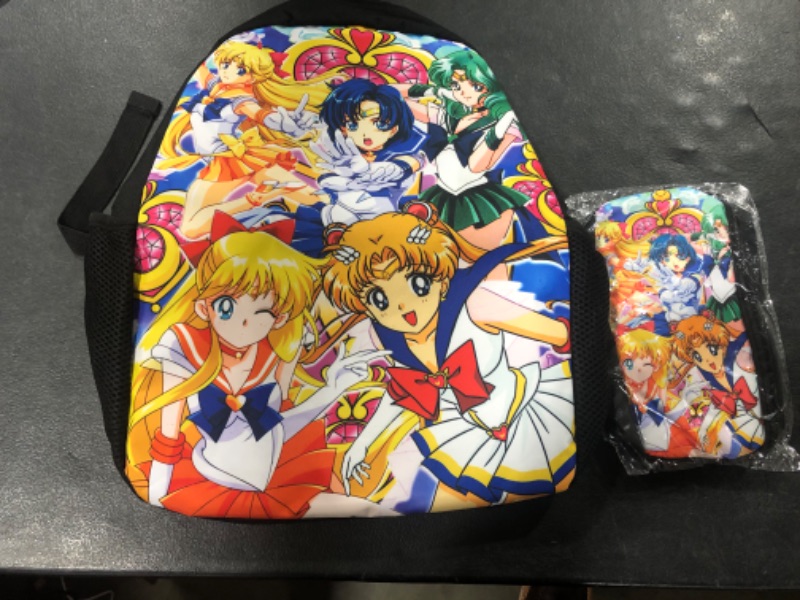 Photo 2 of 3D Anime Backpack Cartoon Backpacks 17in Bookbag Anime Laptop Daypack Matching Pencil Case Set Color S1