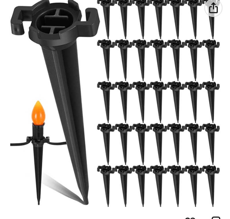 Photo 1 of 4.5 Inch Christmas Light Stakes C9 Yard Lawn Stakes Ground C7 Light Stake Universal Outdoor Lighting Outlet for Christmas Decorations Outdoor Garden Patio Path (Black, 90 Pack)