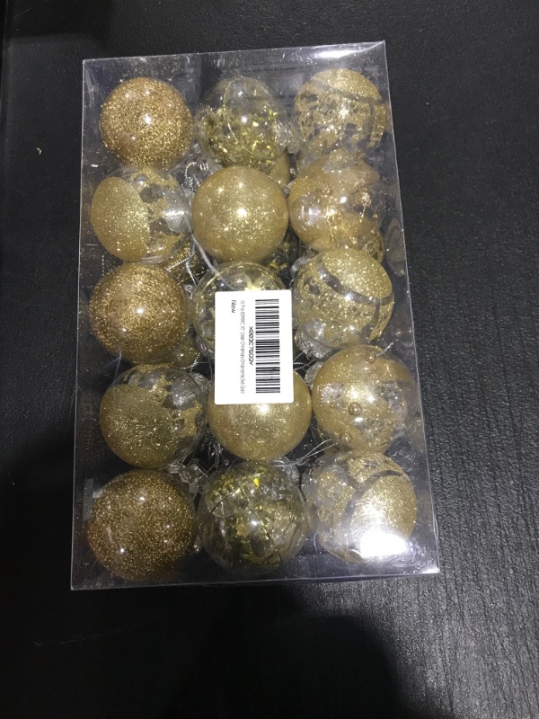 Photo 2 of Christmas Tree Decorations Set Gold Christmas Tree Ornaments Balls with Shatterproof Clear Plastic Christmas Ball Ornaments for Christmas Wedding Party 30Pcs 2.36” 