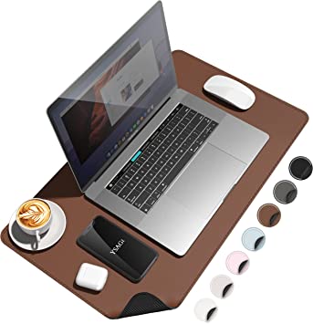 Photo 1 of YSAGi Soft Leather Desk Pad,Rubber Base Large Mouse Pad,PU Desk Protector, Waterproof Desk Mat Blotter Non-Slip Desk Writing Pad for Office and Home(Brown, 23.6" x 13.8") 