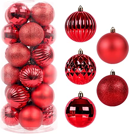 Photo 1 of 24Pcs Christmas Balls Ornaments Shatterproof Christmas Tree Decorations Hanging Ball for Xmas Tree Holiday Wreath Garland Decor Ornaments 