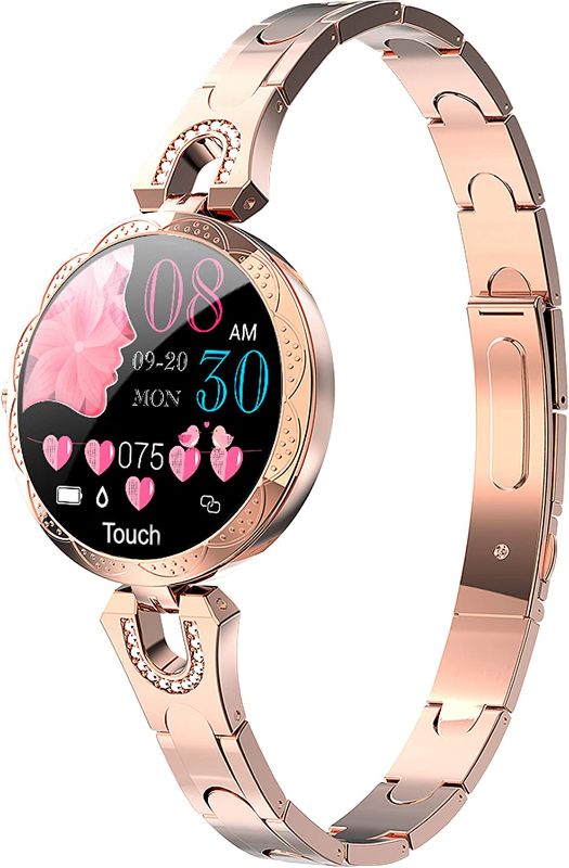 Photo 1 of Rose Gold Smart Watch for Women, Android iOS Phones Smart Bracelet with Pedometer Blood Pressure Heart Rate?Reloj Inteligente para Mujer, Health Exercise Luxury Fashion Fitness Tracker
