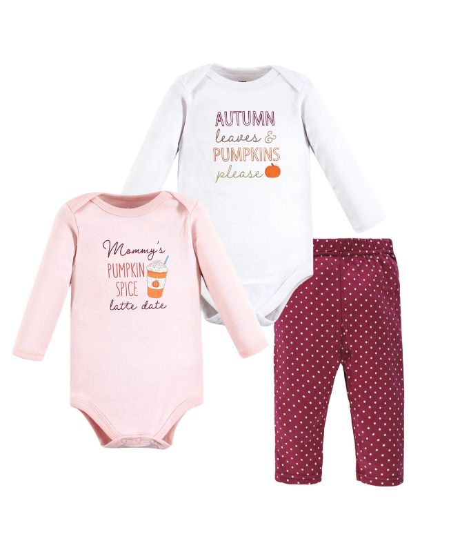 Photo 1 of Baby Girls Cotton Bodysuit and Pants 3-Piece Set - Pumpkin Spice Date
SIZE 6-9 M