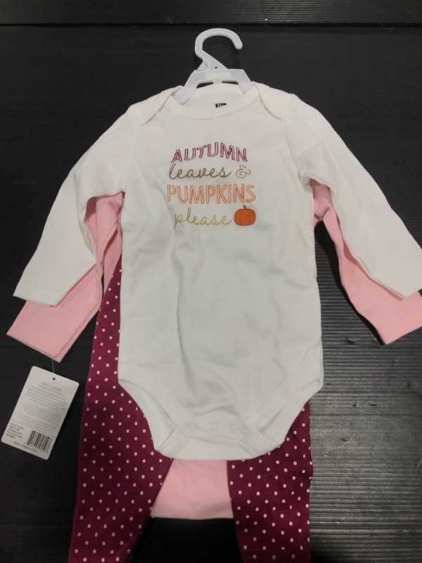 Photo 2 of Baby Girls Cotton Bodysuit and Pants 3-Piece Set - Pumpkin Spice Date
SIZE 6-9 M