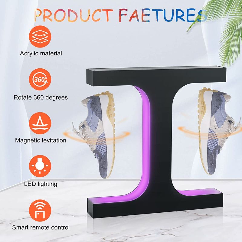 Photo 1 of  Levitating Shoe Display Stand, LED Floating Shoe Display, for Shoe Weight <550g Magnetic Levitating Sneaker Stand for Shoes Collectors Advertising Exhibition Shoe