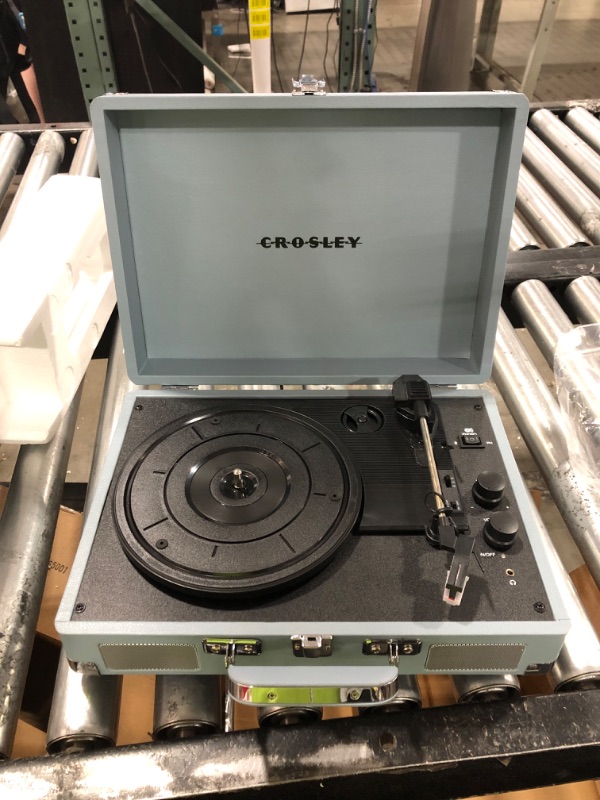 Photo 2 of Crosley CR8005F-TN Cruiser Plus Vintage 3-Speed Bluetooth in/Out Suitcase Vinyl Record Player Turntable, Tourmaline Bluetooth In/Out Tourmaline