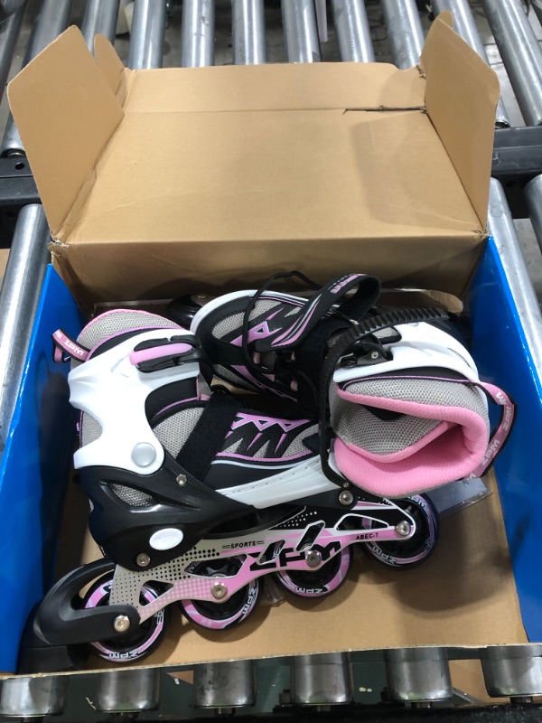 Photo 2 of 2PM SPORTS Cytia Pink Girls Adjustable Illuminating Inline Skates with Light up Wheels, Fun Flashing Beginner Roller Skates for Kids Pink Small - Little Kids (10C-12.5C US)