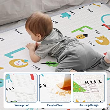 Photo 1 of Baby Play Mat 79" X 71",Reversible Waterproof Foldable Foam Floor Playmat for Kids Toddlers, Extra Large Anti- Slip Baby Crawling Mat