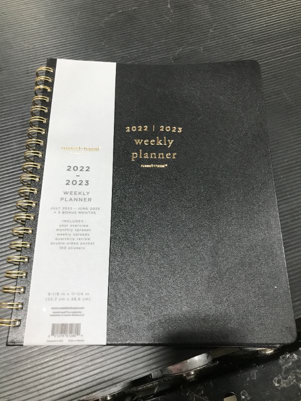 Photo 2 of 2022-23 Academic Planner 8.75"x11" Weekly Spiral Vegan Leather Black - Russell+hazel
