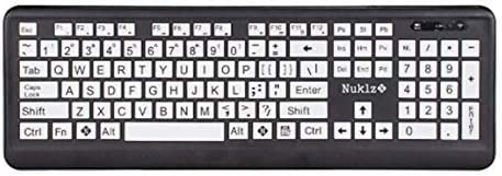 Photo 1 of Nuklz N Wireless Large Print Full Size Computer Keyboard | High Contrast Black & White Keys | Soft Buttons | Ideal for Visually Impaired, Beginners an
