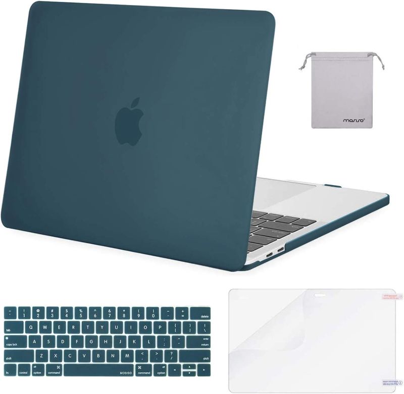 Photo 1 of MOSISO Compatible with MacBook Pro 13 inch Case M2 2022, 2021, 2020-2016 A2338 M1 A2251 A2289 A2159 A1989 A1708 A1706, Plastic Hard Shell&Keyboard Cover&Screen Protector&Storage Bag, Deep Teal
