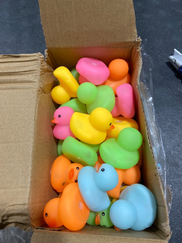 Photo 2 of 50 Pack Multicolor Mini Rubber Duck Bath Toy Colored Little Ducks