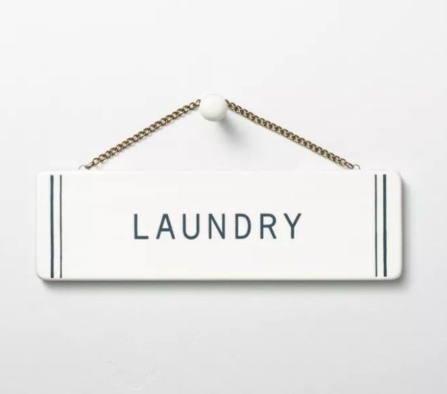Photo 1 of 'Laundry' Stoneware Wall Sign Blue/Cream - Hearth & Hand™ with Magnolia